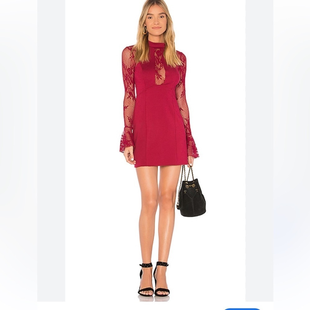Free People It’s Now or Never Wine Red Lace bodycon dress size L